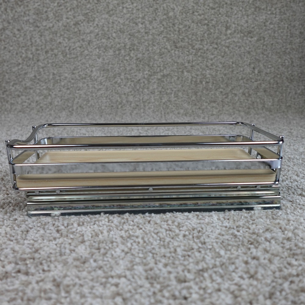 Lynk Professional Elite Pull Out Spice Rack Chrome Wood Slide Cabinet Organizer